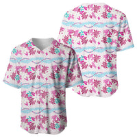 Monstera Tiare Plumeria Lei Pattern Baseball Jersey Pink Version LT01 - Polynesian Pride
