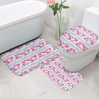 Monstera Tiare Plumeria Lei Pattern Bathroom Set Pink Version LT01 - Polynesian Pride