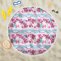 Monstera Tiare Plumeria Lei Pattern Beach Blanket Pink Version LT01 One Size 150cm Pink - Polynesian Pride