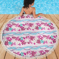 Monstera Tiare Plumeria Lei Pattern Beach Blanket Pink Version LT01 - Polynesian Pride