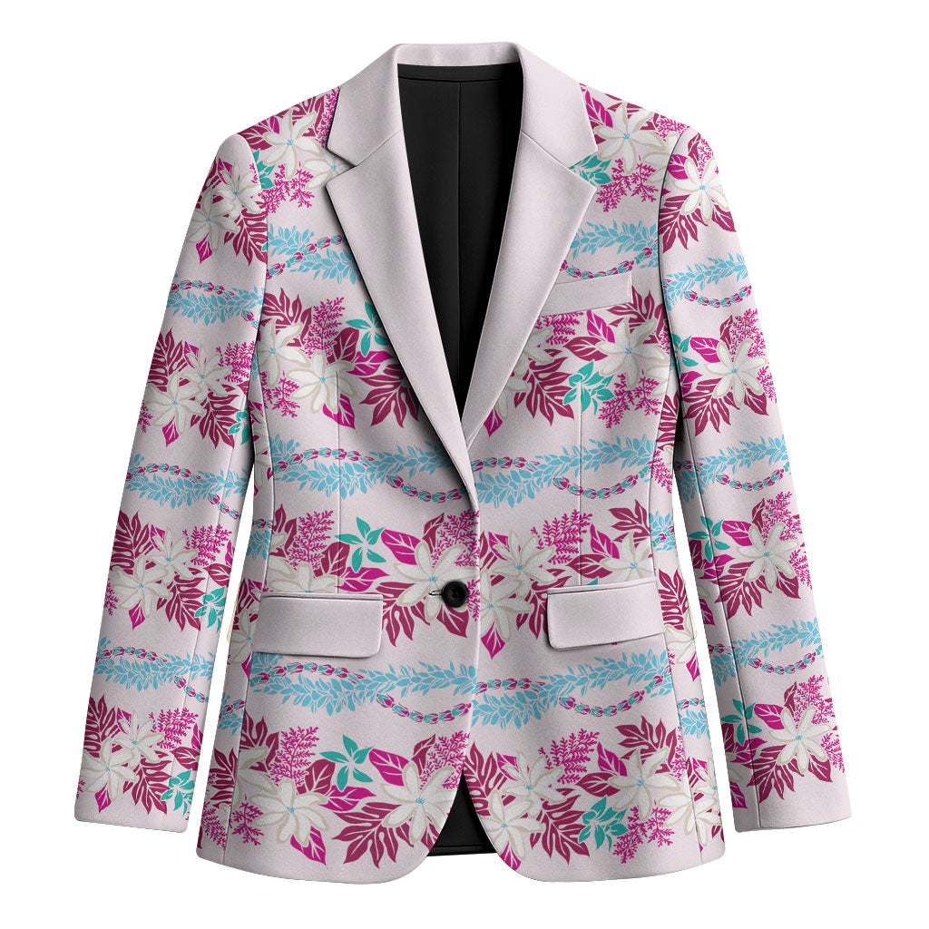 Monstera Tiare Plumeria Lei Pattern Blazer Pink Version LT01 Unisex Pink - Polynesian Pride