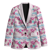 Monstera Tiare Plumeria Lei Pattern Blazer Pink Version LT01 Unisex Pink - Polynesian Pride