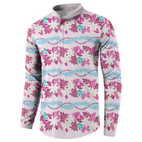 Monstera Tiare Plumeria Lei Pattern Button Sweatshirt Pink Version LT01 - Polynesian Pride