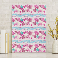 Monstera Tiare Plumeria Lei Pattern Canvas Wall Art Pink Version LT01 Without Frame Pink - Polynesian Pride