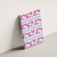 Monstera Tiare Plumeria Lei Pattern Canvas Wall Art Pink Version LT01 - Polynesian Pride