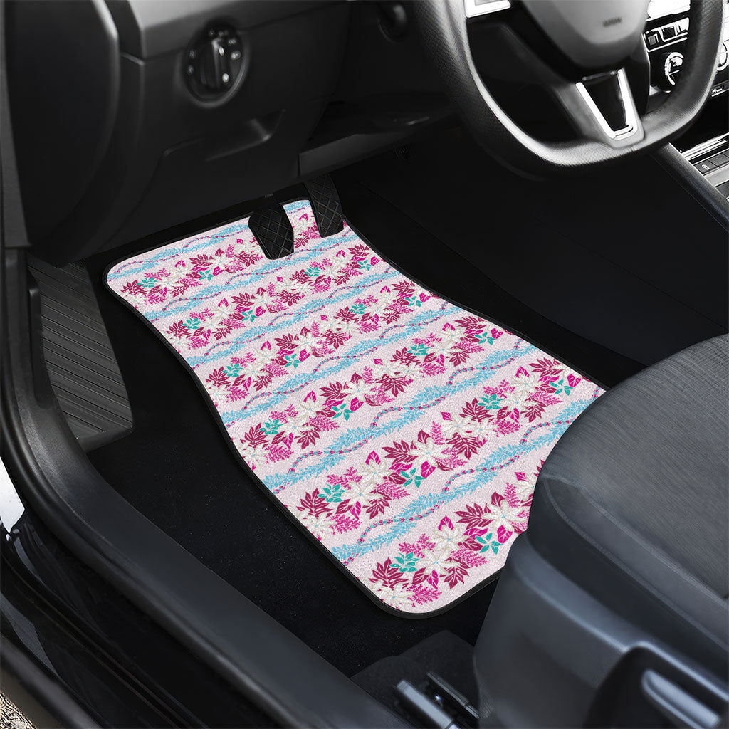 Monstera Tiare Plumeria Lei Pattern Car Mats Pink Version LT01 - Polynesian Pride