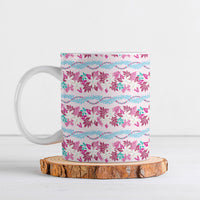 Monstera Tiare Plumeria Lei Pattern Ceramic Mug Pink Version LT01 Pink - Polynesian Pride