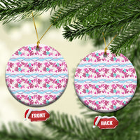Monstera Tiare Plumeria Lei Pattern Ceramic Ornament Pink Version LT01 Circle Pink - Polynesian Pride