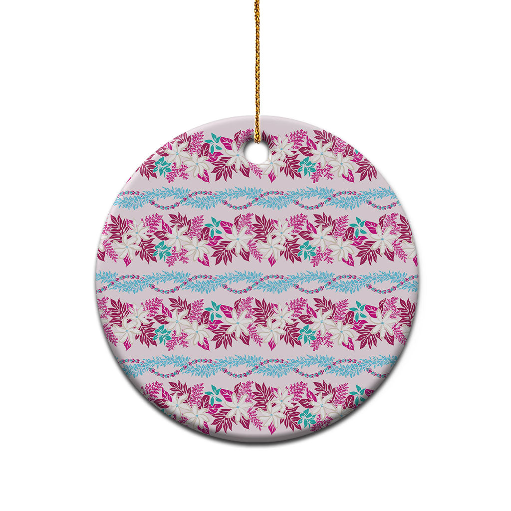 Monstera Tiare Plumeria Lei Pattern Ceramic Ornament Pink Version LT01 - Polynesian Pride