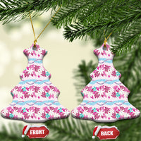 Monstera Tiare Plumeria Lei Pattern Ceramic Ornament Pink Version LT01 Christmas Tree Pink - Polynesian Pride