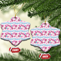 Monstera Tiare Plumeria Lei Pattern Ceramic Ornament Pink Version LT01 Snow Flake Pink - Polynesian Pride