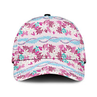 Monstera Tiare Plumeria Lei Pattern Classic Cap Pink Version LT01 Universal Fit Pink - Polynesian Pride
