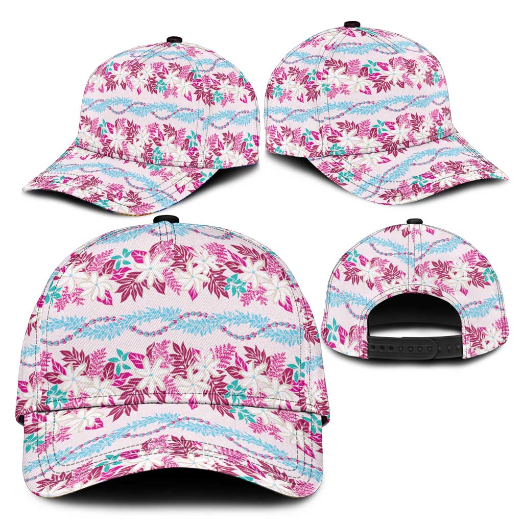 Monstera Tiare Plumeria Lei Pattern Classic Cap Pink Version LT01 - Polynesian Pride
