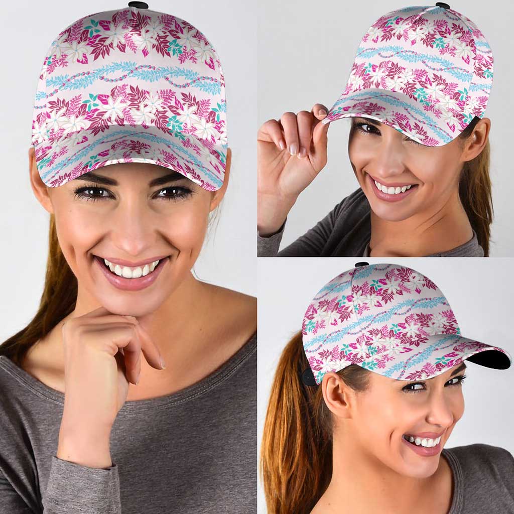 Monstera Tiare Plumeria Lei Pattern Classic Cap Pink Version LT01 - Polynesian Pride