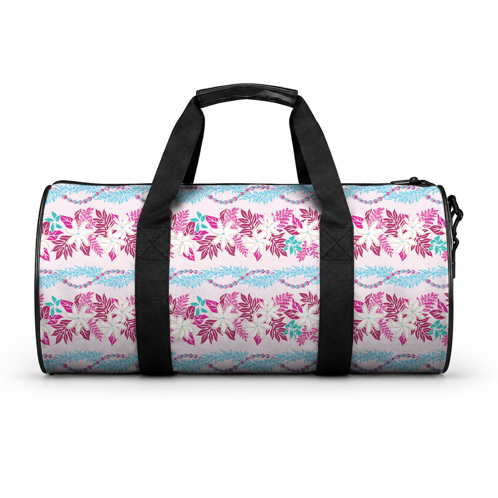 Monstera Tiare Plumeria Lei Pattern Duffle Bag Pink Version