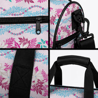 Monstera Tiare Plumeria Lei Pattern Duffle Bag Pink Version