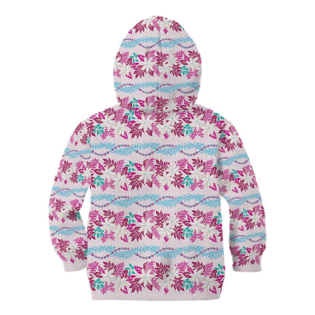Monstera Tiare Plumeria Lei Pattern Kid Hoodie Pink Version LT01 - Polynesian Pride