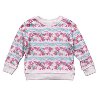 Monstera Tiare Plumeria Lei Pattern Kid Ugly Christmas Sweater Pink Version LT01 Kid Pink - Polynesian Pride
