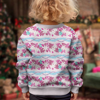 Monstera Tiare Plumeria Lei Pattern Kid Ugly Christmas Sweater Pink Version LT01 - Polynesian Pride