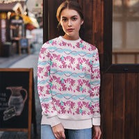 Monstera Tiare Plumeria Lei Pattern Ugly Christmas Sweater Pink Version LT01 - Polynesian Pride