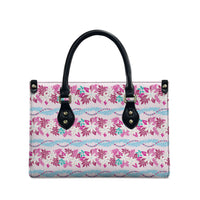 Monstera Tiare Plumeria Lei Pattern Leather Bag Pink Version LT01 - Polynesian Pride