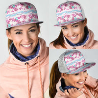 Monstera Tiare Plumeria Lei Pattern Mesh Trucker Cap Pink Version LT01 - Polynesian Pride