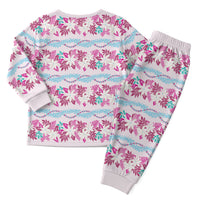Monstera Tiare Plumeria Lei Pattern Christmas Pajama Set Pink Version LT01 - Polynesian Pride