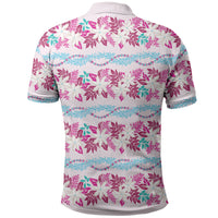 Monstera Tiare Plumeria Lei Pattern Polo Shirt Pink Version LT01 - Polynesian Pride