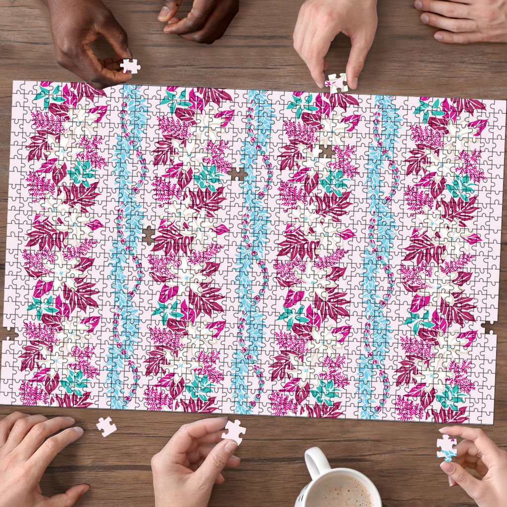 Monstera Tiare Plumeria Lei Pattern Puzzle Pink Version LT01 - Polynesian Pride