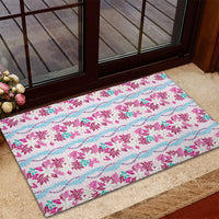 Monstera Tiare Plumeria Lei Pattern Rubber Doormat Pink Version LT01 - Polynesian Pride