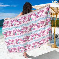 Monstera Tiare Plumeria Lei Pattern Sarong Pink Version LT01 One Size 44 x 66 inches Pink - Polynesian Pride
