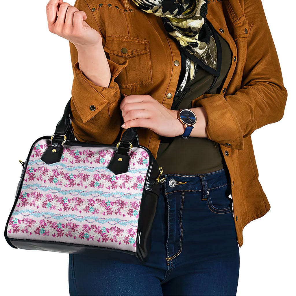 Monstera Tiare Plumeria Lei Pattern Shoulder Handbag Pink Version LT01 - Polynesian Pride
