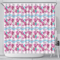 Monstera Tiare Plumeria Lei Pattern Shower Curtain Pink Version