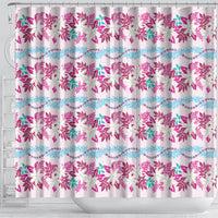 Monstera Tiare Plumeria Lei Pattern Shower Curtain Pink Version