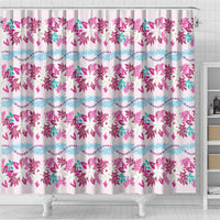 Monstera Tiare Plumeria Lei Pattern Shower Curtain Pink Version