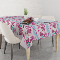 Monstera Tiare Plumeria Lei Pattern Tablecloth Pink Version LT01 - Polynesian Pride