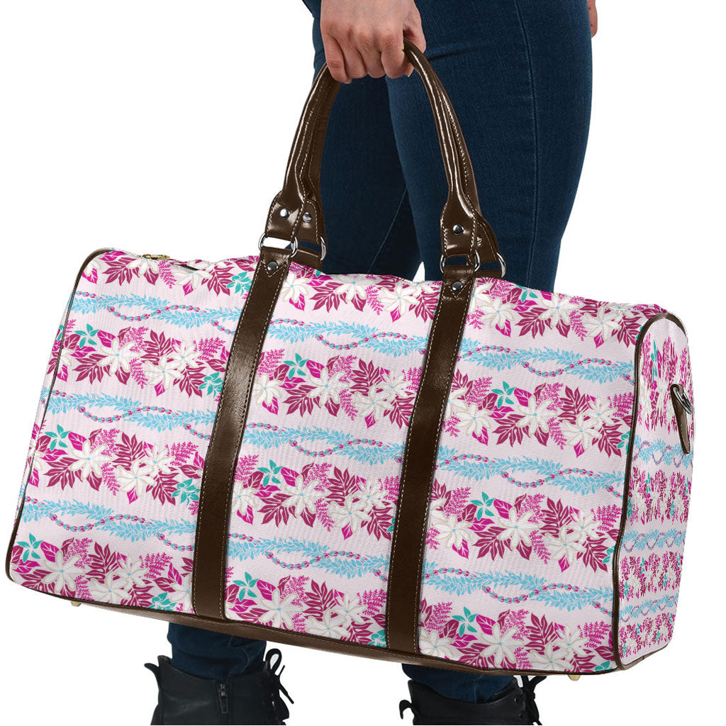 Monstera Tiare Plumeria Lei Pattern Travel Bag Pink Version LT01 - Polynesian Pride