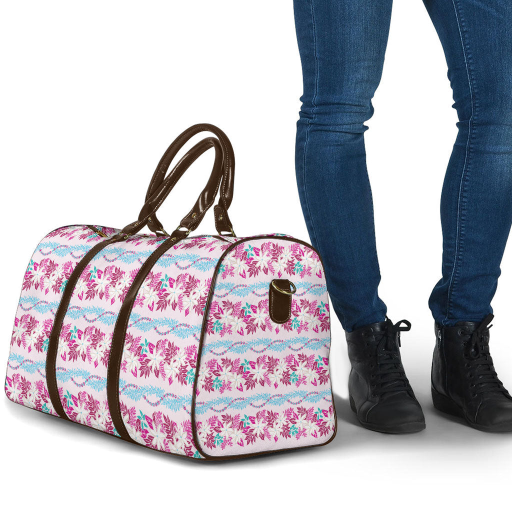 Monstera Tiare Plumeria Lei Pattern Travel Bag Pink Version LT01 - Polynesian Pride
