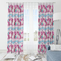 Monstera Tiare Plumeria Lei Pattern Window Curtain Pink Version LT01 - Polynesian Pride