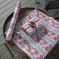 Monstera Tiare Plumeria Lei Pattern Wrapping Paper Pink Version LT01 - Polynesian Pride