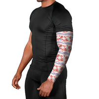 Monstera Tiare Plumeria Lei Pattern Arm Sleeves Red Version LT01 - Polynesian Pride