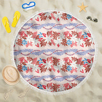Monstera Tiare Plumeria Lei Pattern Beach Blanket Red Version LT01 One Size 150cm Red - Polynesian Pride