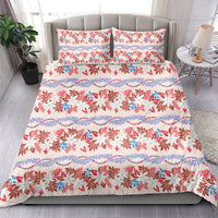 Monstera Tiare Plumeria Lei Pattern Bedding Set Red Version LT01 - Polynesian Pride