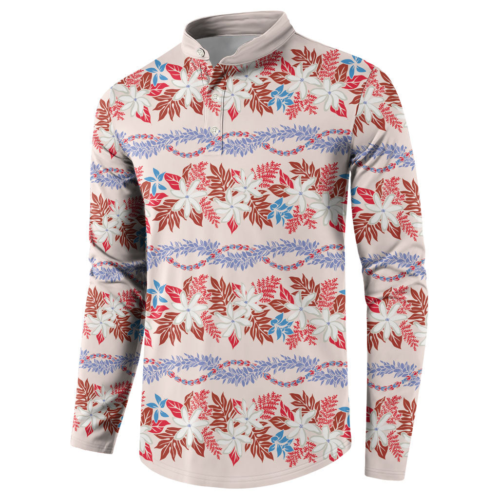 Monstera Tiare Plumeria Lei Pattern Button Sweatshirt Red Version LT01 - Polynesian Pride
