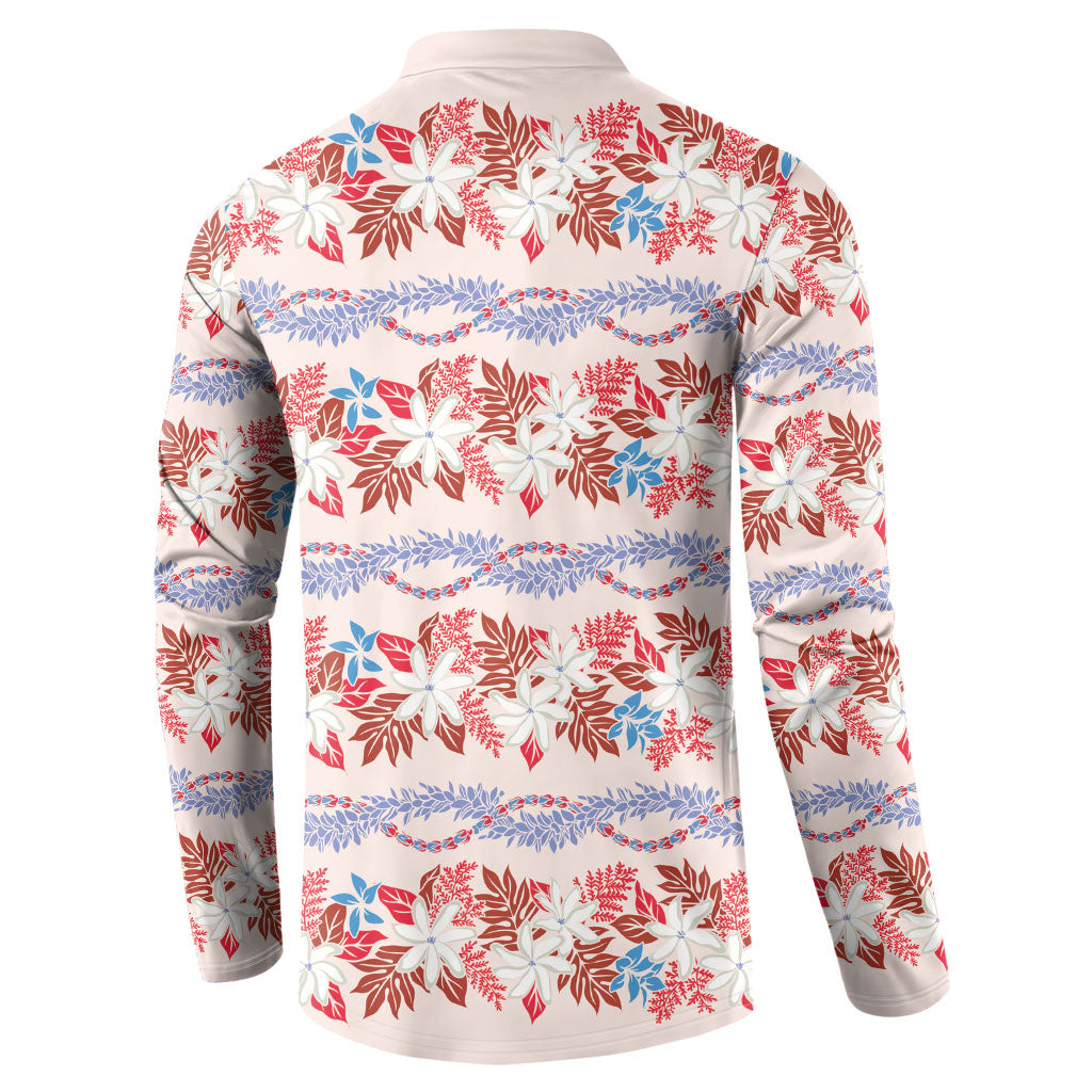 Monstera Tiare Plumeria Lei Pattern Button Sweatshirt Red Version LT01 - Polynesian Pride