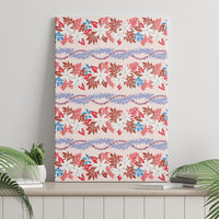 Monstera Tiare Plumeria Lei Pattern Canvas Wall Art Red Version LT01 - Polynesian Pride