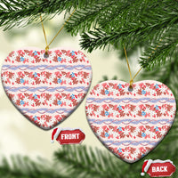 Monstera Tiare Plumeria Lei Pattern Ceramic Ornament Red Version LT01 Heart Red - Polynesian Pride