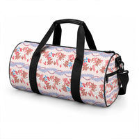 Monstera Tiare Plumeria Lei Pattern Duffle Bag Red Version