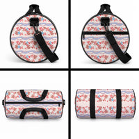 Monstera Tiare Plumeria Lei Pattern Duffle Bag Red Version