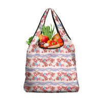 Monstera Tiare Plumeria Lei Pattern Grocery Bag Red Version LT01 1-pack One Size Red - Polynesian Pride